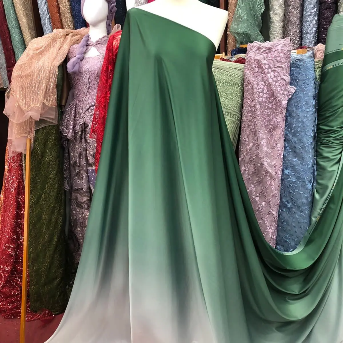 1/2m Kain Silk Ombre Gradasi Premium Armany Gradient gamis kebaya mewah