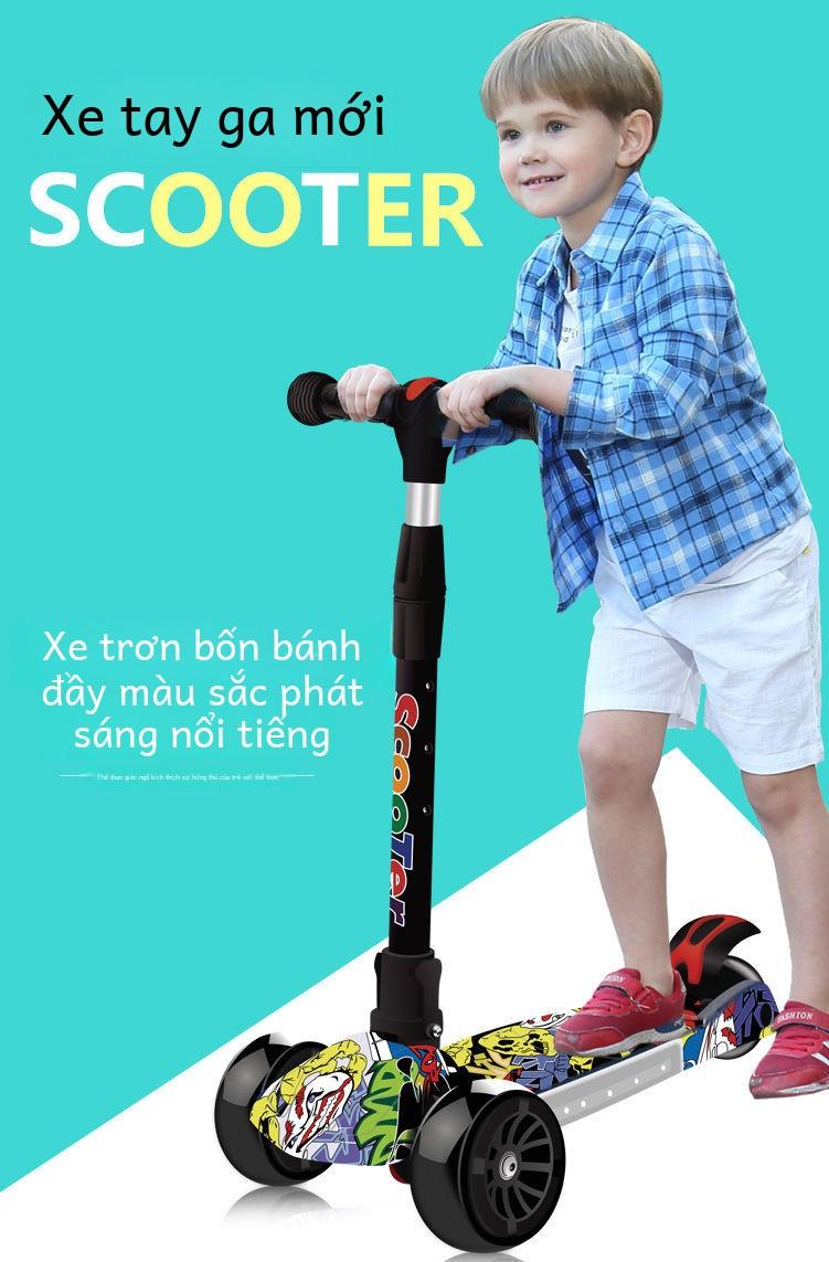 Product Introduction of Xe Tay Ga Trẻ Em, Đồ Chơi Ngoài Trời, Thích Hợp Cho Trẻ Em Từ 2-12 Tuổi, Có Thể Điều Chỉnh, Đèn Lung Linh, Bàn Đạp Có Thể Gập Lại Xe Xoắn 1
