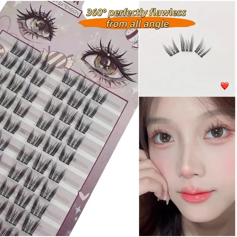 Lông Mi Giả, Thiết Kế Tai Mèo, 10 Hàng, 8-12mm, Thích Hợp Cho Người Mới Bắt Đầu, Phóng Đại Tự Nhiên Cho Mắt, Đẹp Mắt Và Quyến Rũ, Bao Gồm Keo Và Nhíp Đi Kèm 5