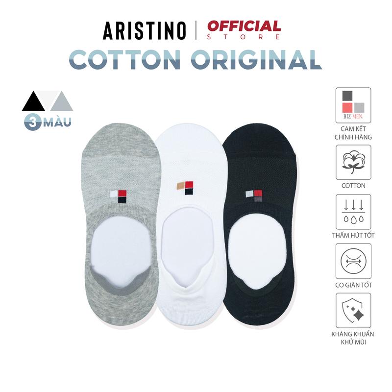 Tất, vớ lười nam ARISTINO Bizmen cotton cổ thuyền có silicol chống trượt gót thoáng khí - CO.08