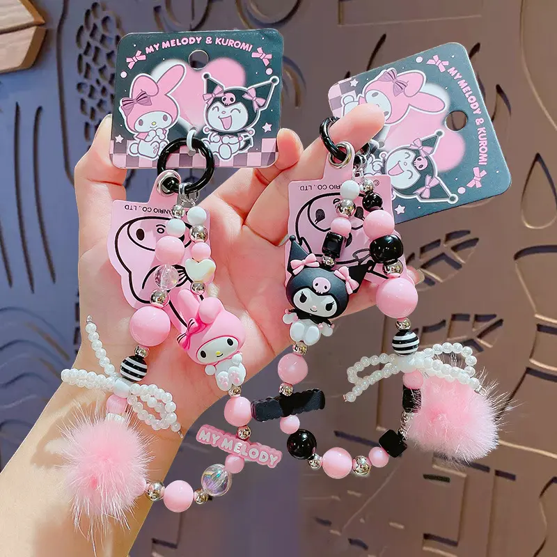 Creative Kuromi Melody Mobile Phone Chain Universal Phone Anti Loss Lanyard For Women Girls Fashion Phone Short Wrist Strap