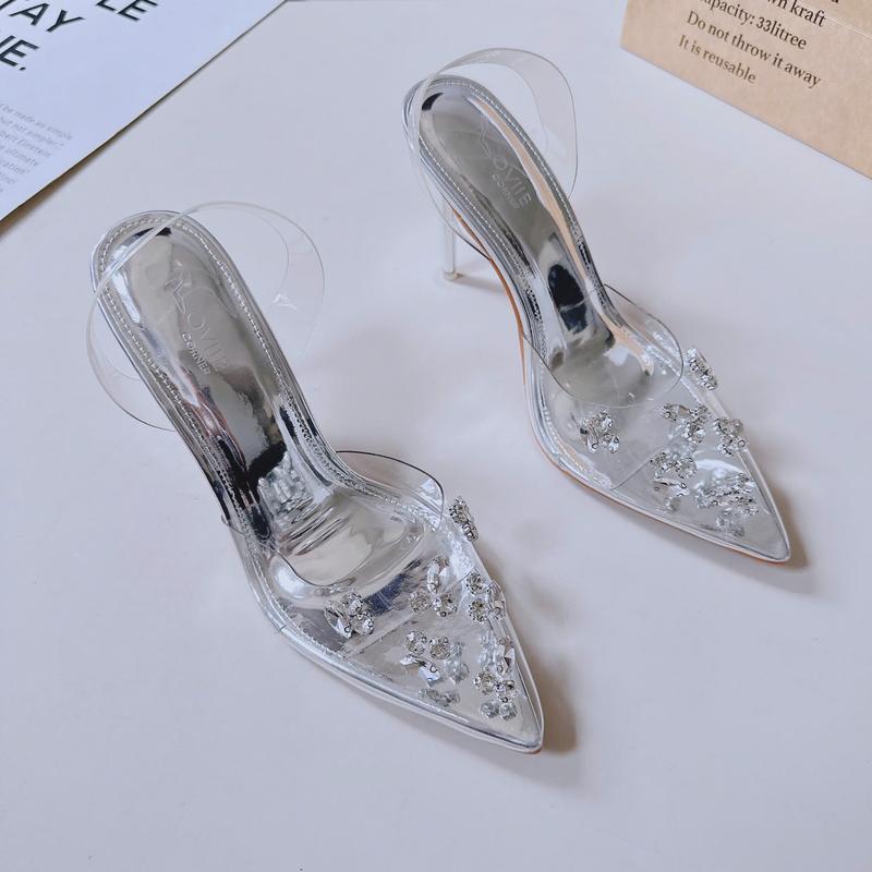 Product Introduction of LOVIIECORNER GIÀY CAO GÓT MŨI NHỌN SLINGBACK - FORM BÉ - GUỐC NỮ QUAI TRONG ĐÍNH ĐÁ SANG TRỌNG GÓT ĐŨA 9 PHÂN - G240870 7