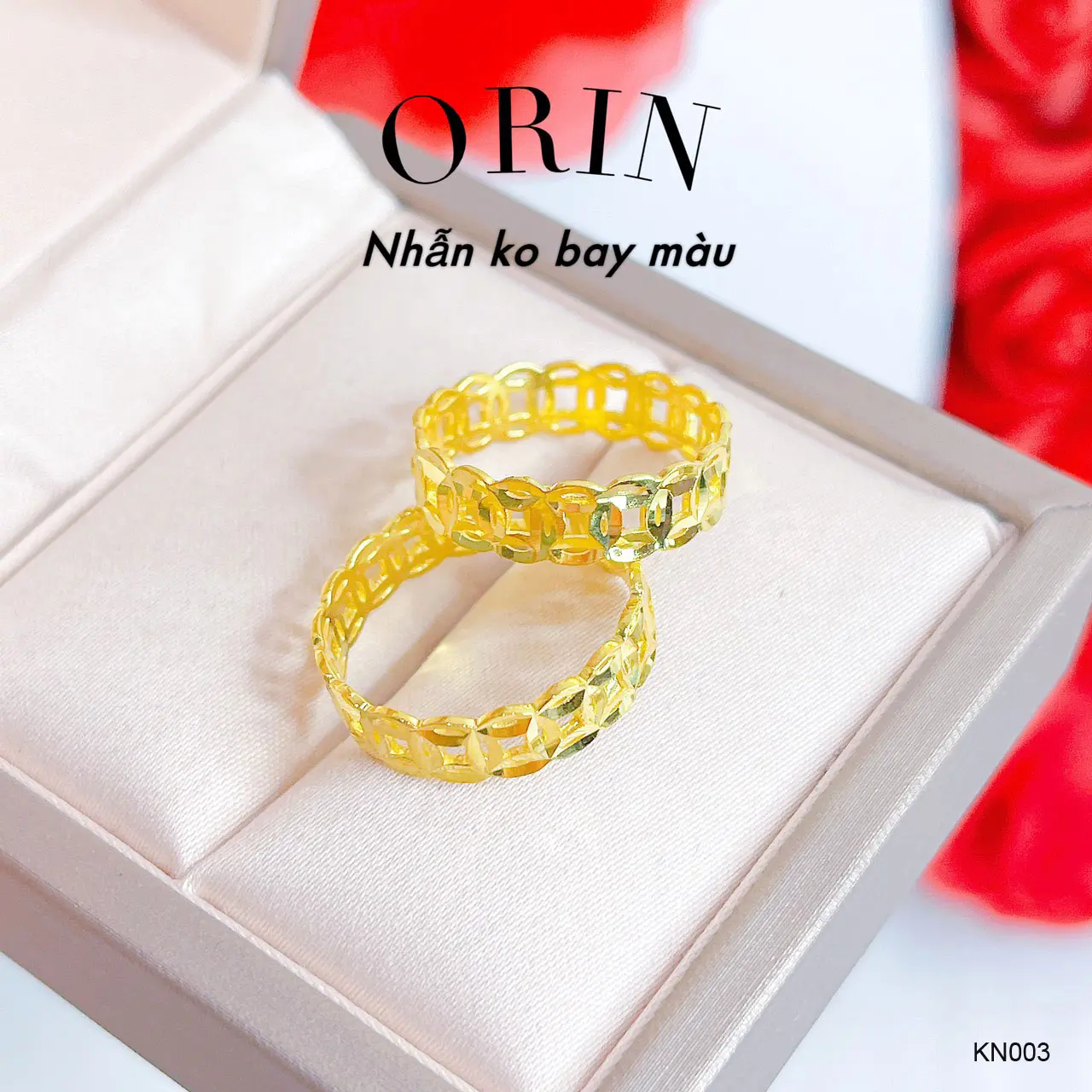 Nhẫn kim tiền ĐỒNG ko bay màu thiết kế Orin KN003