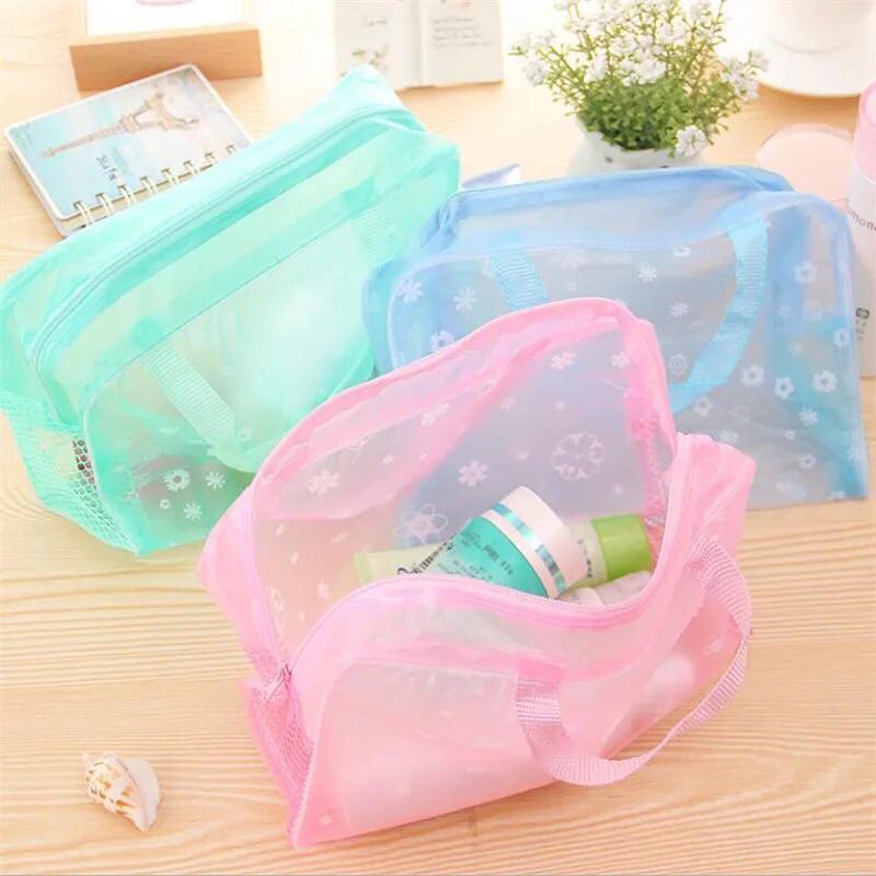 Túi Nhựa Đựng Mỹ Phẩm Đồ Trang Điểm Trong Suốt Có Khóa Kéo Nhiều Màu Sắc 5