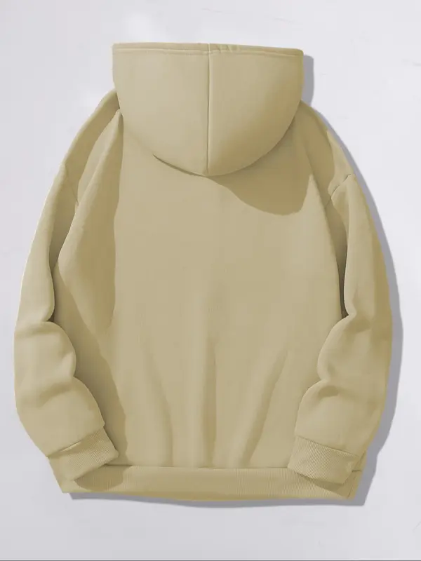 【Plus Size】 Creative Paris Lady Letter Print Hoodie, Casual Drawstring Pocket Hooded Sweatshirt for Fall & Winter, Women's Clothing for Daily Wear 1