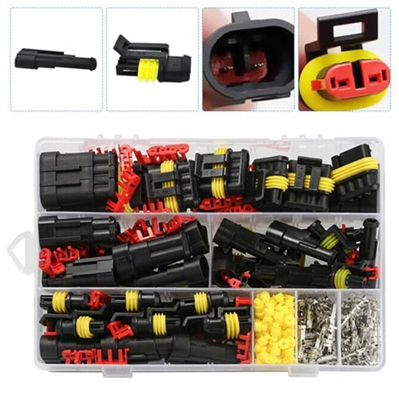 352Pcs 12V Waterproof Electrical Wire Connector Terminal Kit 1/2/3/4 Pin 7