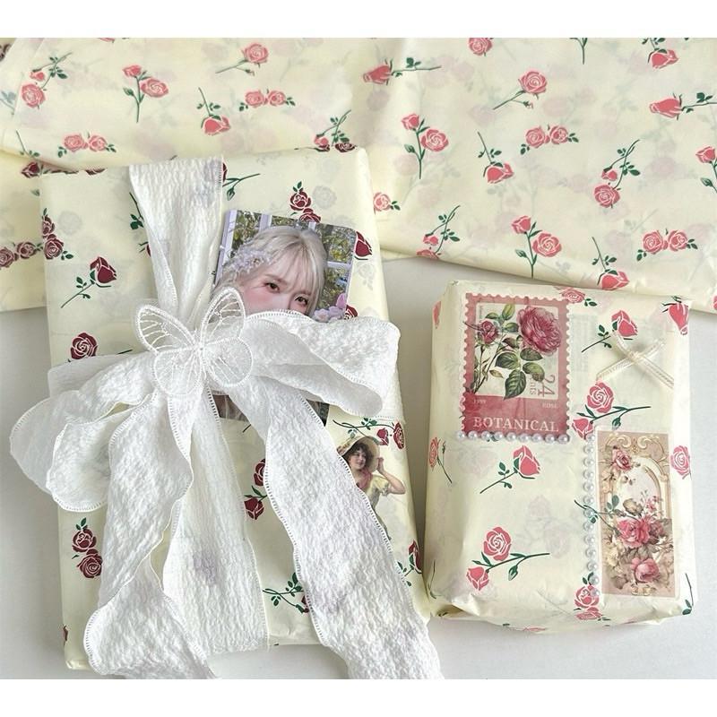 Tập 20 Tờ Giấy Nhăn Bó Hoa, Bọc Quà Họa Tiết Hoa Nhí, Nơ Xinh Xắn, Giấy Lót, Mếch Nến, Giấy Vò Loại 1 4