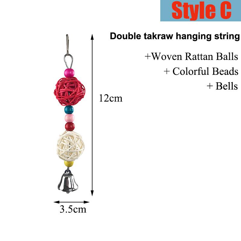 Product Introduction of Parrots Bird Chewing Toy Rabbit Hanging Bell Bite Rattan Ball Molar Toys Parakeet Birdcage Decoration Hamster Chew Toys צעצועים 26