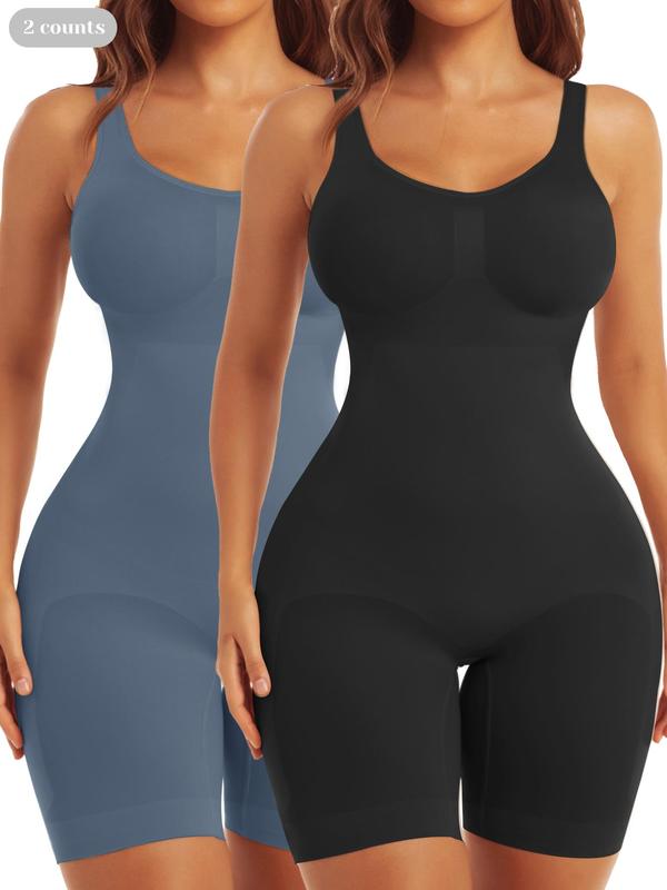 Women's Solid Backless Scoop Neck Tank Shapewear Romper, Seamless Tummy Control Butt Lifting Workout Bodycon Bodysuit, Ladies Shapewear for All Seasons 8