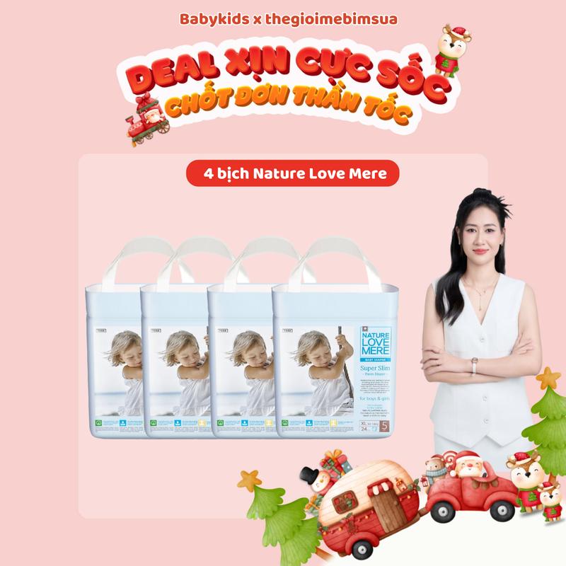   SIÊU SAO  1 Thùng  4 bịch  Tã Bỉm Nature Love Mere  mẫu mới  bỉm hè mềm mỏng và thấm hút tốt hàng chính hãng cho bé 