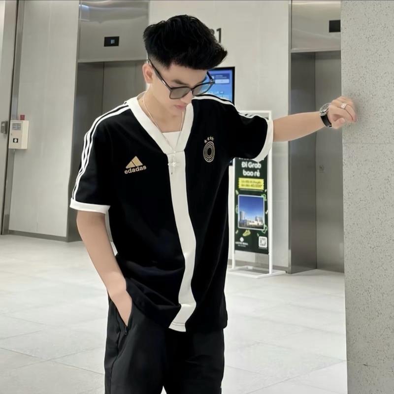 Áo phông thể thao kẻ 3 sọc nam nữ boy phố chất cotton co giãn mẫu hot trend 2
