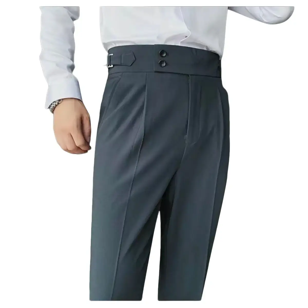 Quần âu nam cạp cao 2 khuy phong cách Hàn Quốc chất vải tăm lỳ Menswear