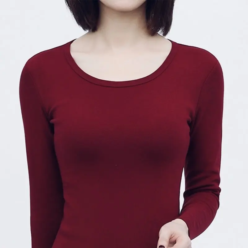 Áo Lớp Nền Dài Tay Ôm Sát, Cổ Tròn, Dành Cho Phụ Nữ, Mặc Cho Mẹ, Mùa Thu Và Mùa Đông, Ngoại Cỡ, Phối Bên Trong, Đồ Lót Giữ Nhiệt, Áo Phông Co Giãn, 2022, 2024 Women Top 2