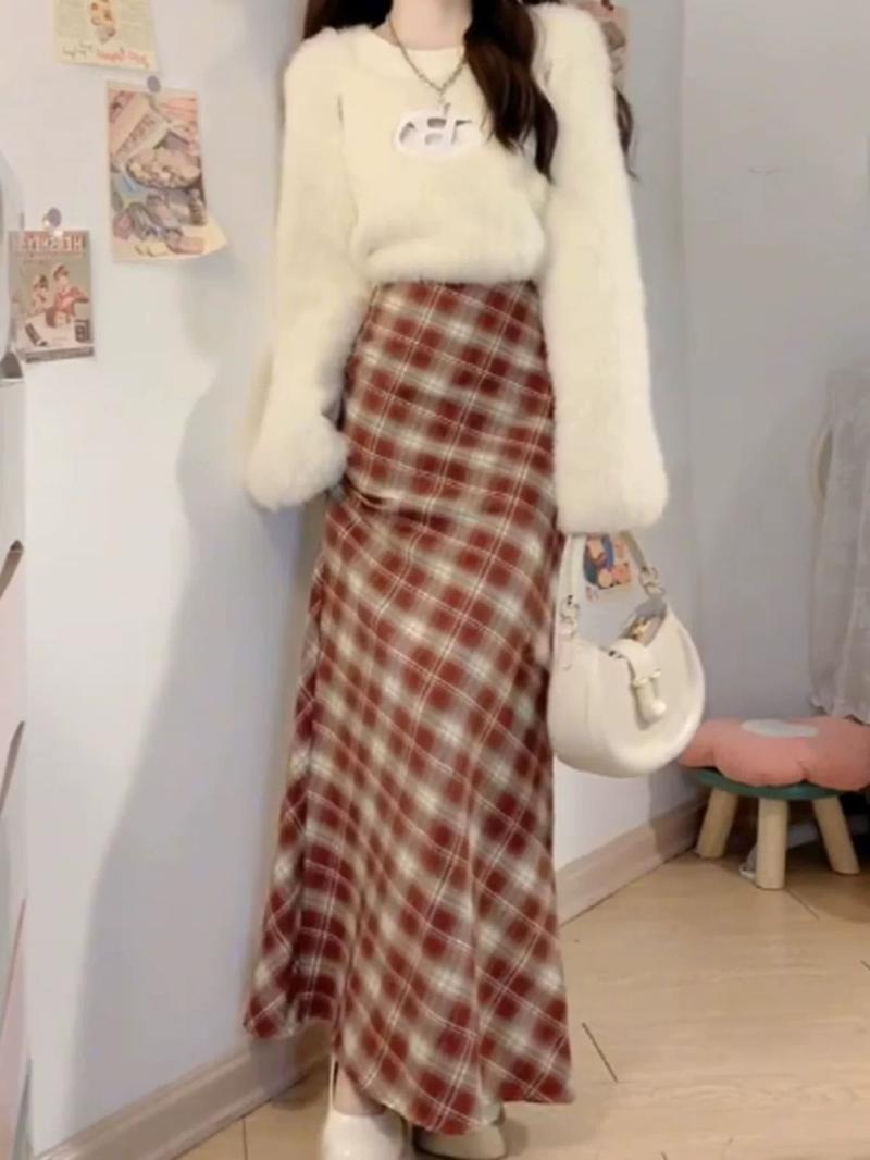 Product Introduction of กระโปรงลายสก๊อตผู้หญิง พลัสไซส์ ฤดูใบไม้ร่วงและฤดูหนาว มาใหม่ ดีไซน์หางปลาลายสก๊อต กระโปรงทรงเอกัน ดีไซน์เดรสทรงเอ เรียบหรู แฟชั่นผู้หญิง 6