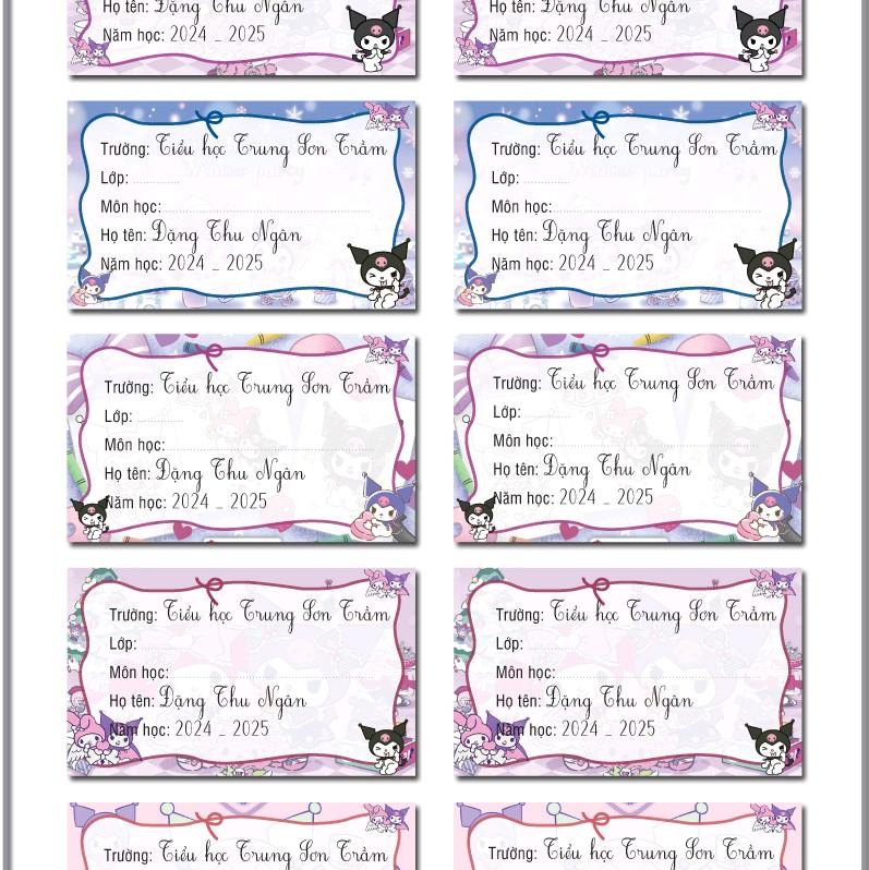 combo 50 nhãn vở xinh yêu cho bé in giấy đề can nhập ngoại siêu đẹp