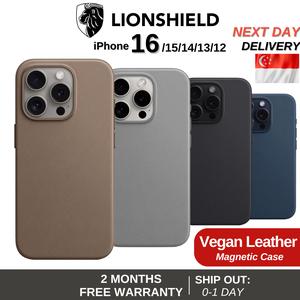 (SG) Lionshield iPhone 16 Pro Max/16 Pro/16 Plus/16/15/14/13/12 Magnetic Vegan Leather Case Phone Cover Casing