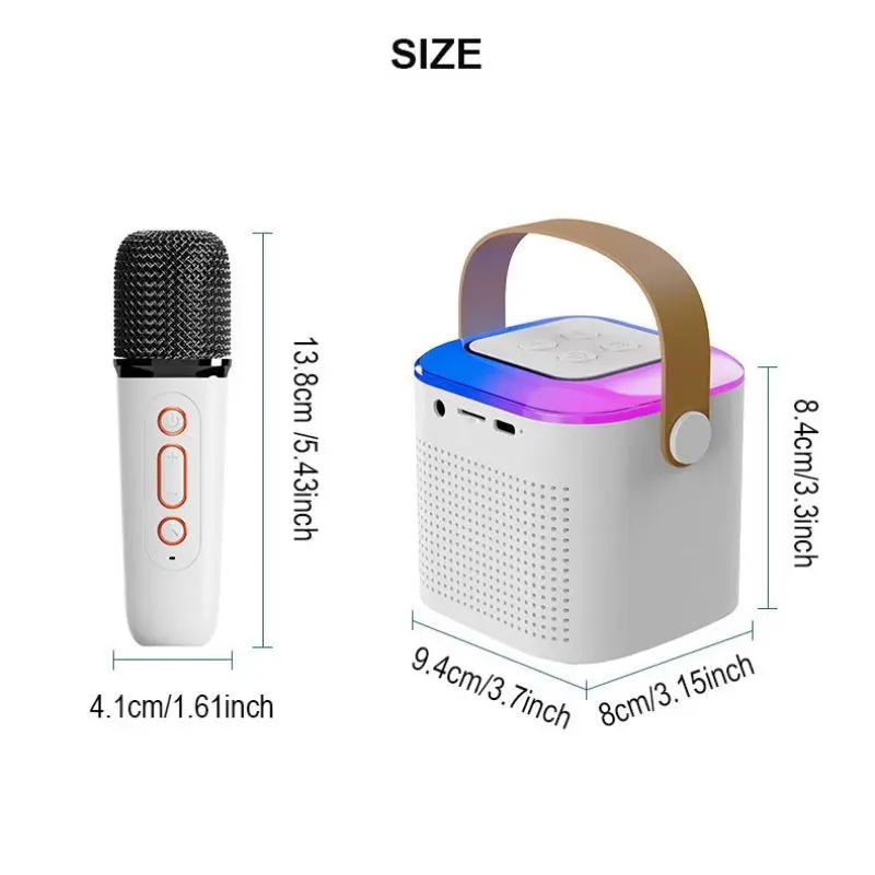 Wireless Karaoke Speaker With Wireless Microphone, Portable Wireless BT Speaker With LED Ambient Light For Home Party Birthday Gift, Shower Speaker, Sound System, Multifunction, Colorful 2