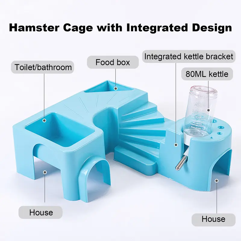 Lồng Hamster, Phụ Kiện Thú Cưng Nhỏ Không Mùi, Với Không Gian Sống Và Chơi Cho Động Vật Nhỏ Bao Gồm Chai Nước, Thích Hợp Cho Chuột Hamster, Nhím, Chinchilla 2