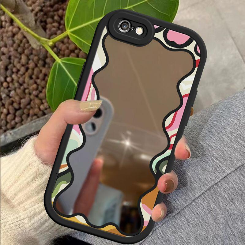 Vỏ cho vỏ iphone 6 6s I6 + 6S + bề mặt gương sóng màu vỏ sau chống sốc cho điện thoại 2023 vỏ silicon mẫu mới vỏ bảo vệ máy ảnh đầy đủ