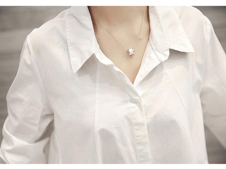 Product Introduction of เสื้อเชิ้ตสีขาวผู้หญิง ความยาวปานกลาง ฤดูใบไม้ผลิและฤดูใบไม้ร่วง สไตล์เกาหลีใหม่ พลัสไซส์ ทรงหลวม แขนยาว เสื้อเชิ้ตอเนกประสงค์ทันสมัย 25