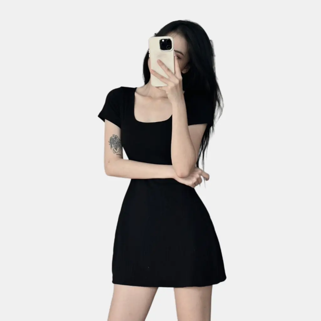 Đầm nữ Choice HN06 tay ngắn cổ vuông dáng ngắn cực thời trang, co dãn thoải mái