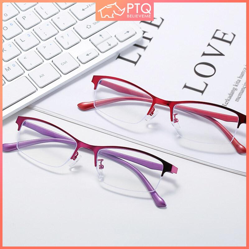 Kính cận thị dành cho phụ nữ, nửa gọng, chốngxanh biển ánh sáng, kính theo toa dành cho nam giới, kính mắt đã hoàn thành -0.5 đến -4.0 PTQ