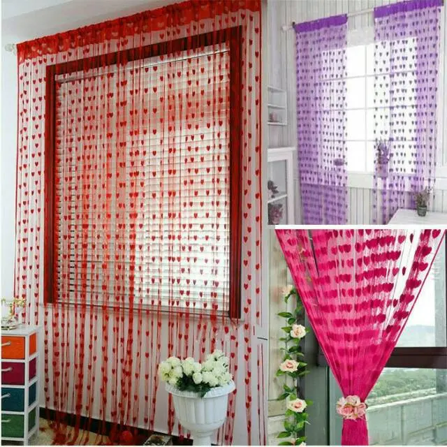 ABO1 Promo Tirai benang Love motif korean style dekorasi interior kamar mandi Gliter bathroom door curtain new Cod Happy Shopping