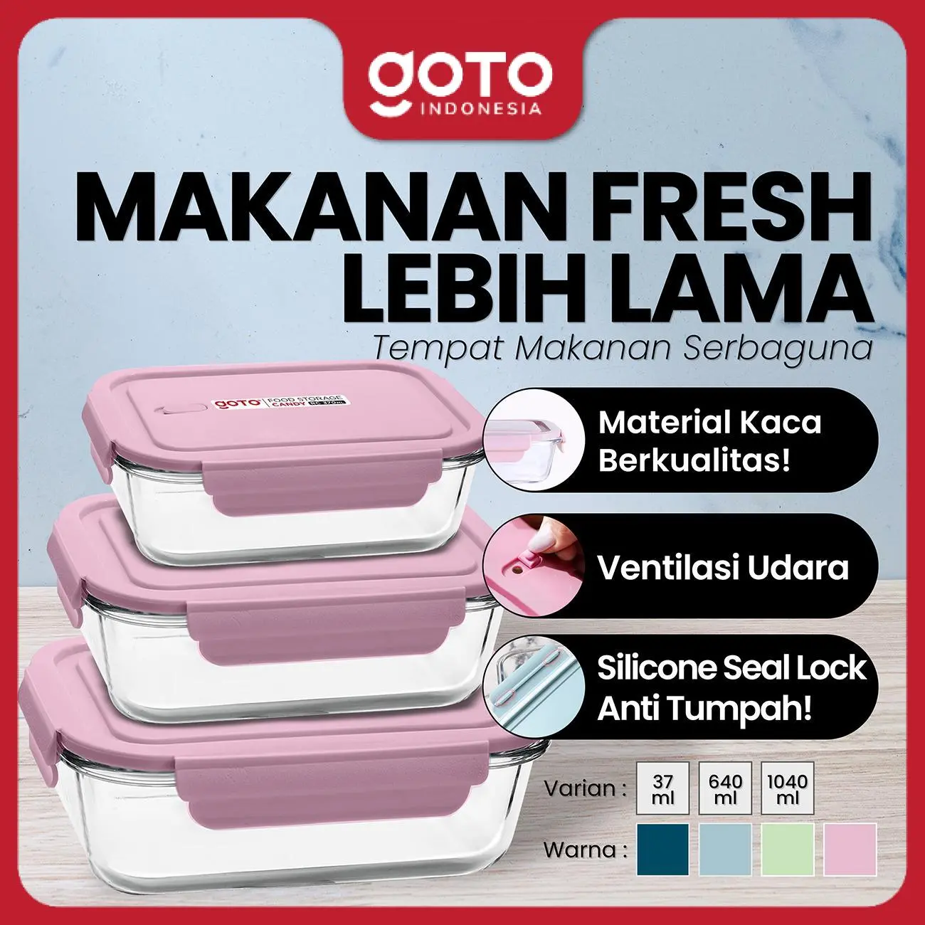 Goto [COD] Candy Food Storage Kotak Bekal Kaca Kontainer Penyimpanan Makanan