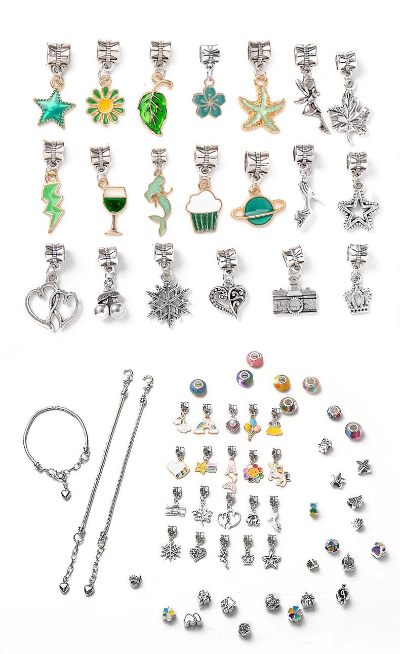 Product Introduction of Cross-Border Hot-Selling Children's Handmade Crystal Loose Beads Alloy Bracelet DIY Beading Material Kit Jewelry Accessories Gift Box Set 28
