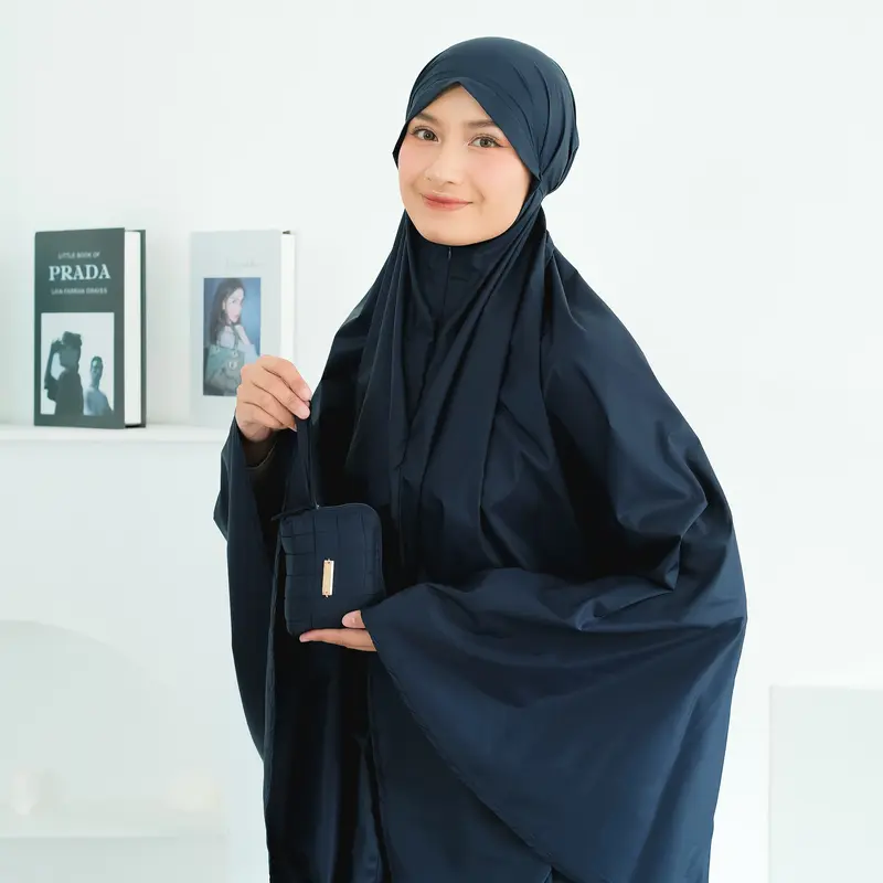 Bastohana Harumi Prayer Set 2in1 Mukena Travel Ibu kost Premium Parasut Korea Adem Lembut Praktis Mini Polos Pouch Sajadah 1