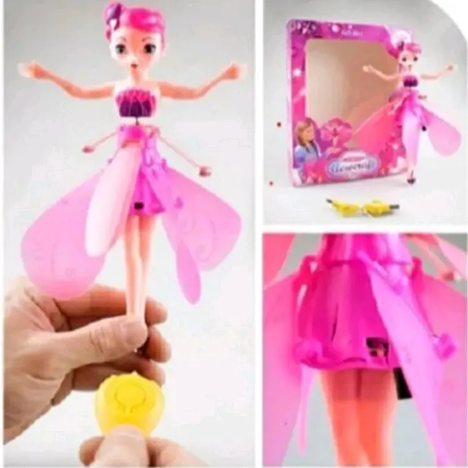 mainan anak peri terbang barbie sensor tangan usb charger 1