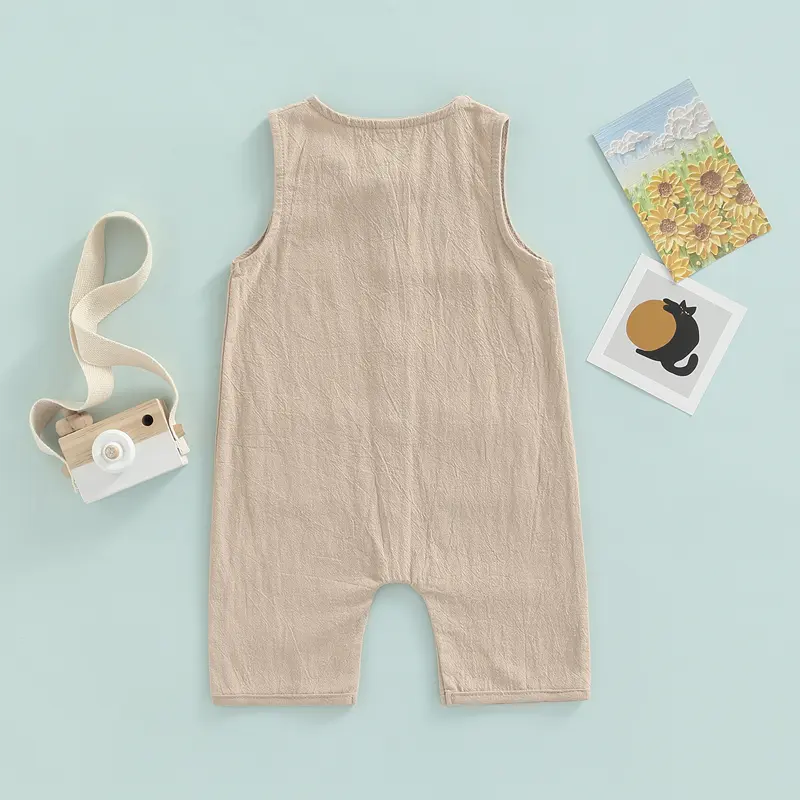 Áo Jumpsuit Quần Cho Em Bé Trai Hoặc Bé Gái, Cổ Tròn, Không Tay, Cài Cúc, Áo Liền Quần Đếm Một, Thích Hợp Cho Trẻ Mới Biết Đi 0-3 Tuổi 5