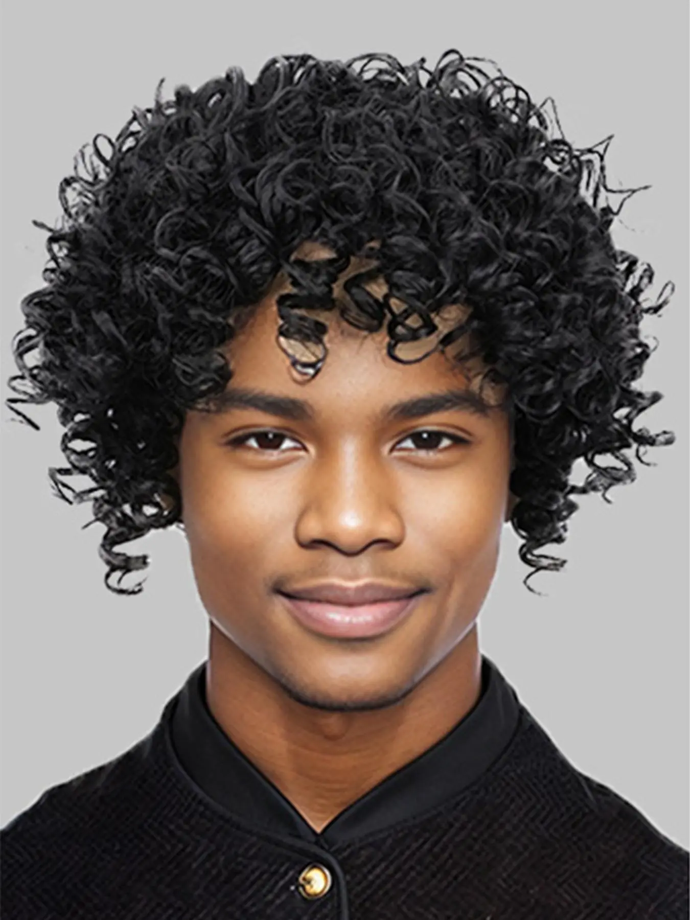 6 Inch Curly Hair Wig for Men, Natural Fluffy Hair Topper, Invisible Clip in Bangs, Synthetic Hair Piece Toppers for Men