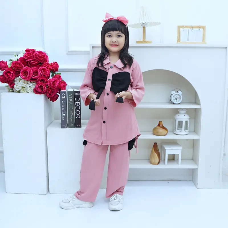 YA018 Baju anak perempuan usia 4-12 tahun setelan kupu kupu celana kargo Fashion 4