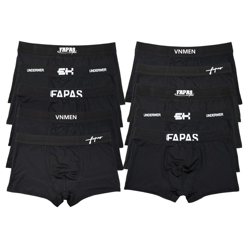 Combo 10 quần boxer nam thun lạnh full đen, quần lót nam mềm mịn mát nhiều mẫu khác nhau, quần sịp đùi nam co giãn 4 chiều thoải mái vận động, Menswear