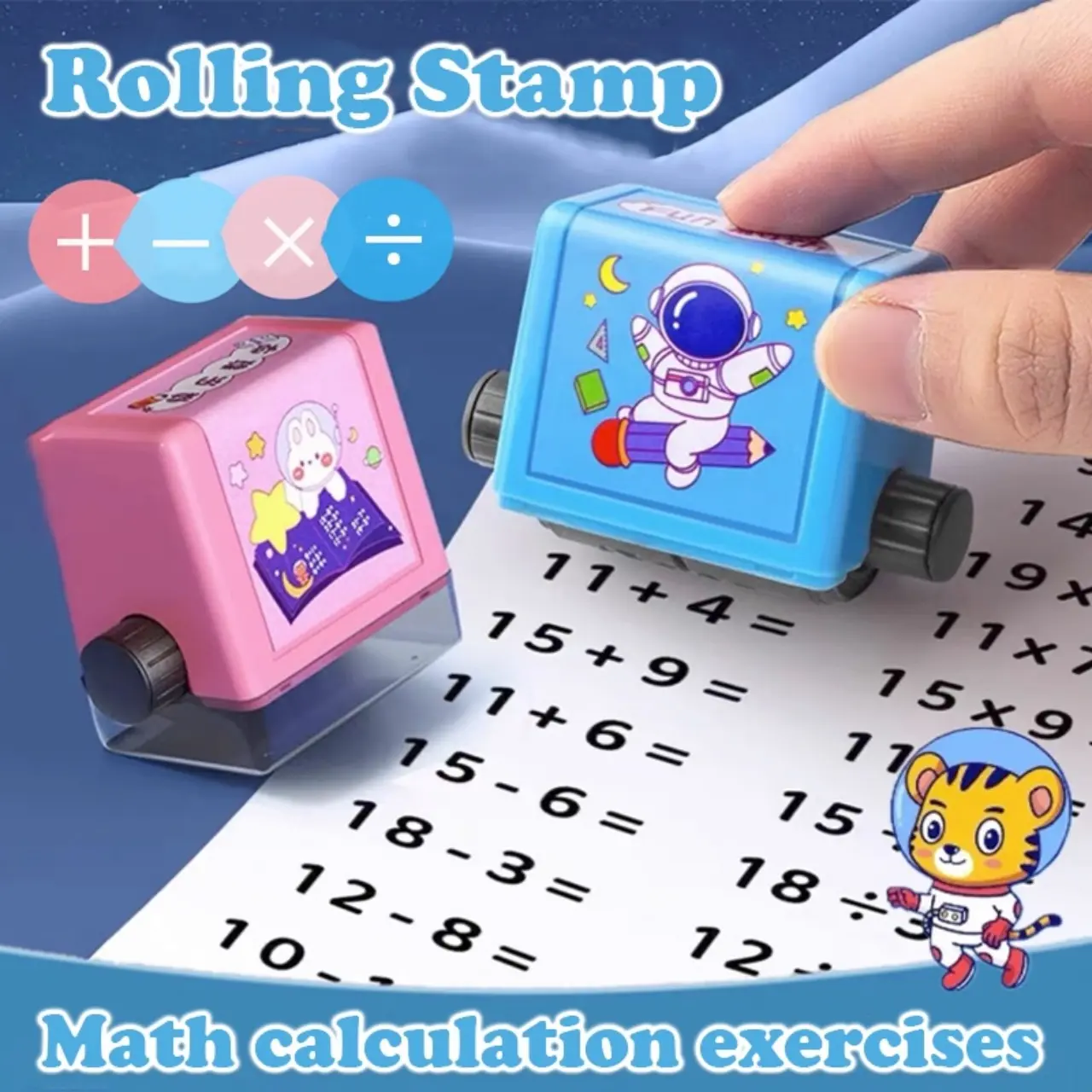 Math Roller Stamp Add Subtract Multiply Divide Stamp Kids Math ...