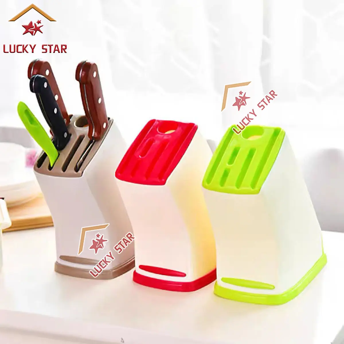 DJ-04 Plastic Knife Holder Random Color Knife Rack Holder Kitchen Organizer Knife Blocks Rack Drainer Kitchen Racks