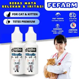 Obat Tetes Mata Kucing Sakit Bengkak Belekan Katarak Drop Untuk Pembersih Belek Hewan Maskit FEFARM