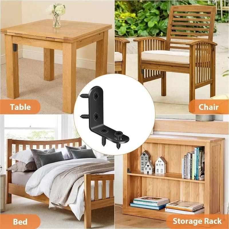 Product Introduction of L Shaped Corner Bracket with Screws, 90° Right Angle Bracket Fastener, Suitable for Wood, Shelf, Furniture, Window, Cabinet 7