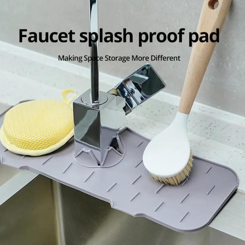 1pcs Kitchen Faucet Absorbent Mat Sink Splash Guard Silicone Drainage Drying Pad Countertop Protection Essentials Tools Accessories 1