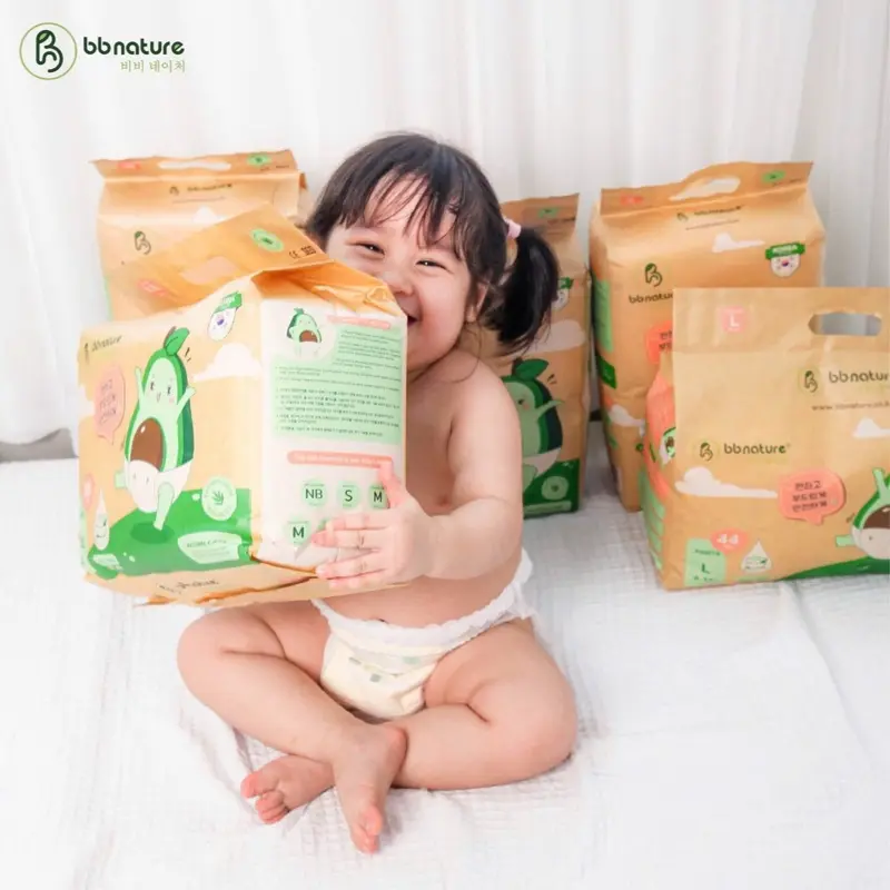 ( Bỉm Mã Cũ Không Kèm Quà ) Tã Bỉm BB NATURE Hàn Quốc Siêu Mỏng, Thấm Hút Tốt Đủ Size Cho Bé Từ 5-25kg 2