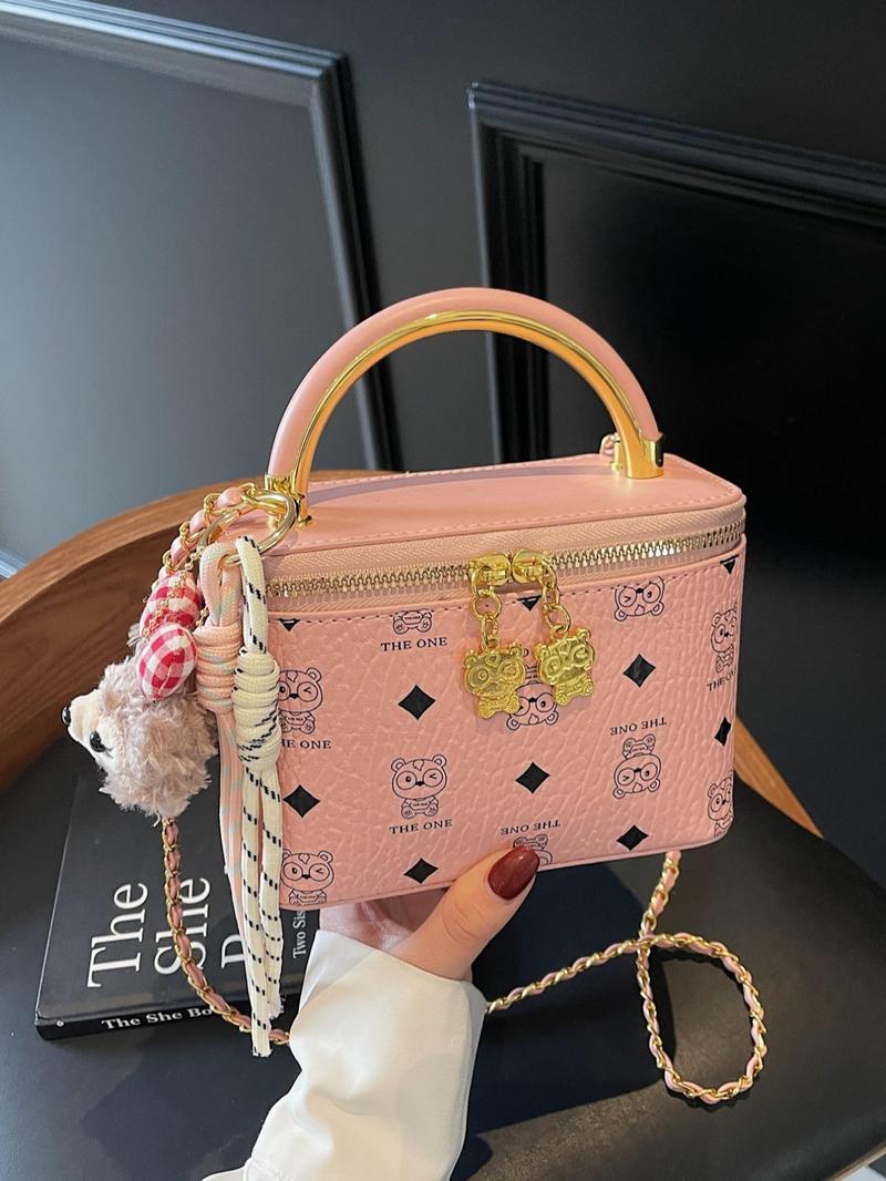 Product Introduction of Fashion Letter & Animal Pattern Crossbody Bag, Casual PU Leather Zipper Shoulder Bag for Women, Trendy All-match Commuter Bag for Daily Used 6