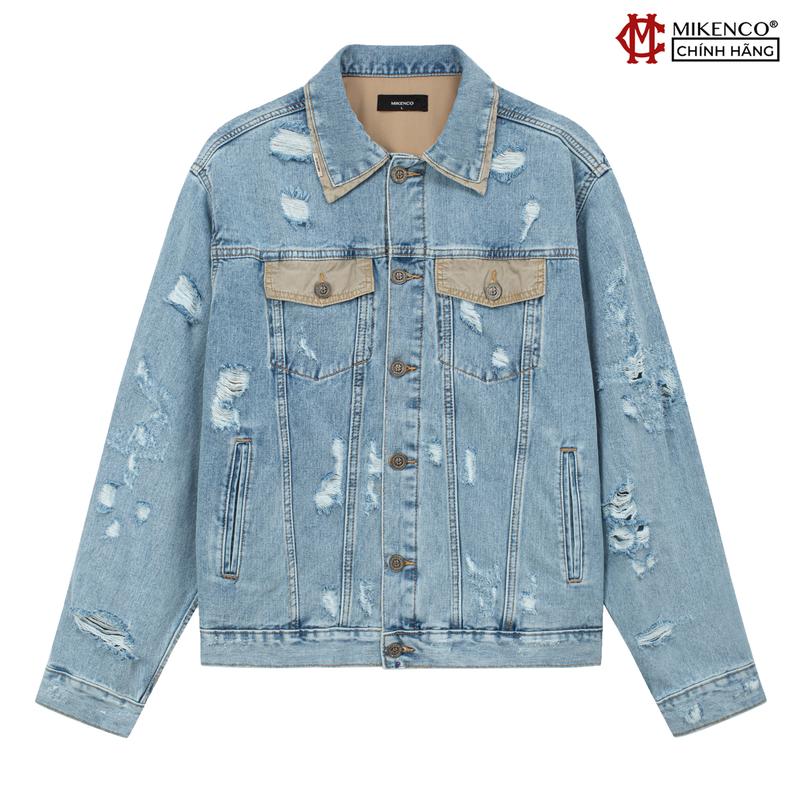 Áo khoác bò unisex MIKENCO Distressed Wash Denim Jacket