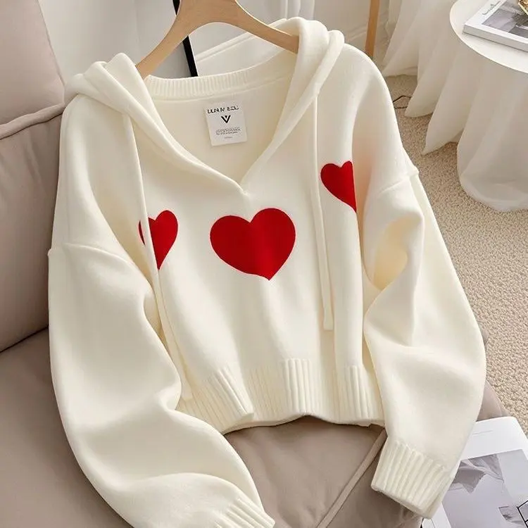 Áo Len Có Mũ Trùm Đầu, Thiết Kế Độc Đáo Và Sang Trọng, Phong Cách Lười Biếng Và Rộng Rãi, Dành Cho Nữ, Ngoại Cỡ, Áo Dài Tay Đẹp, Thích Hợp Cho Mùa Thu Và Mùa Đông, Hàng Mới Về Hoodie Top Voi Voan 1