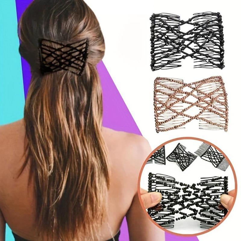 Ladies Comb Elastic Double Row Insert Clips Stretchy Hairpin - TikTok ...