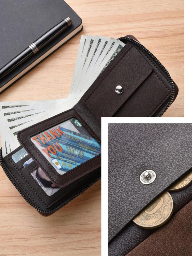Product Introduction of Men's Vintage Zipper Short Wallet, Multi-functional Large Capacity Card Holder, Casual Trendy Versatile High-quality Daily Wallet for Men 2
