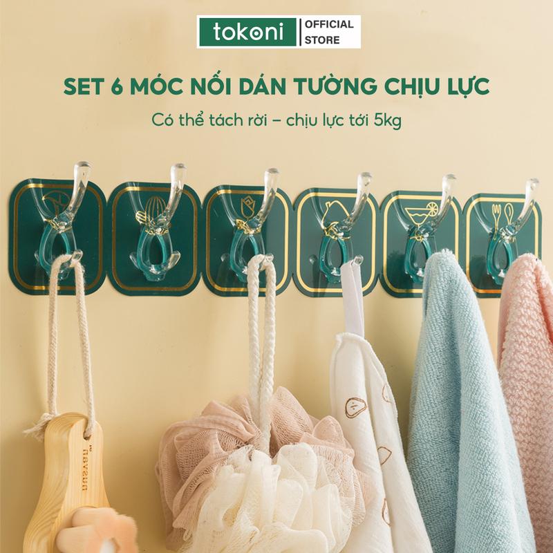  Móc dán tường siêu dính 6 móc liền mạch JYoohome Móc treo đồ chịu lực tốt chắc chắn có thể cắt rời treo móc khoá 