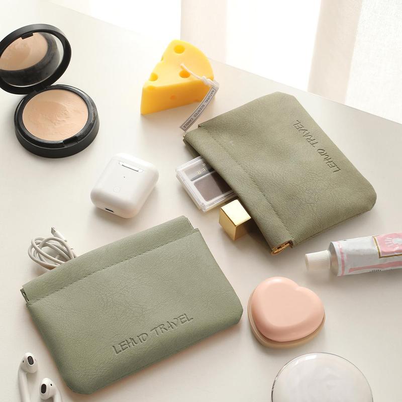 Portable Letter Print Leather Wallet, 1 Count Minimalist Coin Purse, Multi-functional Key Storage Bag, Gift For Friends 8