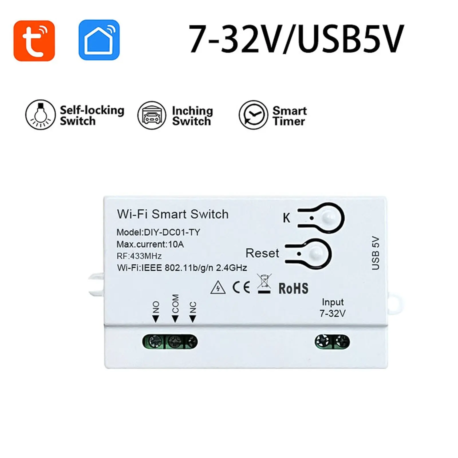Module tự động hóa, cho Tuya WiFi, cho công tắc thông minh, bộ hẹn giờ tự làm, kênh 7-32V, USB 5V