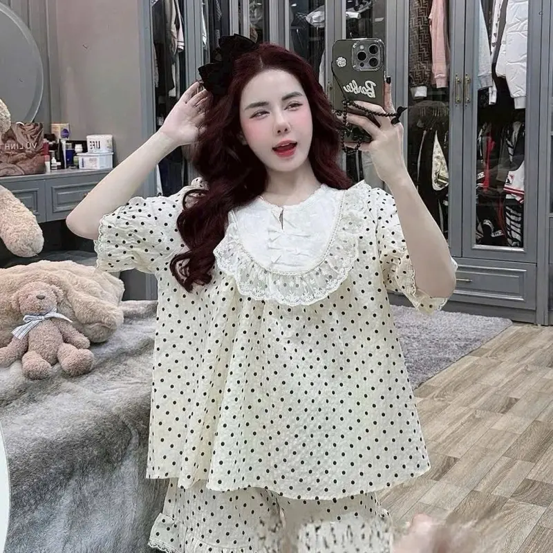Bộ ngủ đùi chấm bi tiểu thư cực xinh ạ